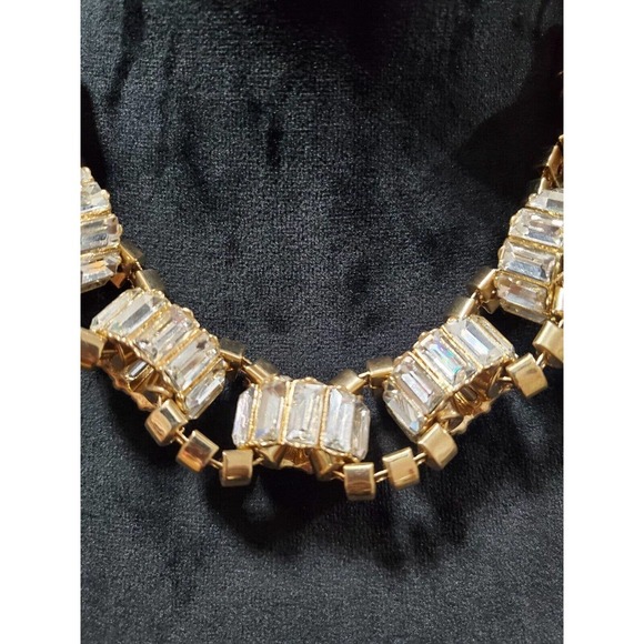 Traci Lynn Gold Color with Clear Rhinestone Lobster Clasp Closure Necklace - Picture 5 of 8